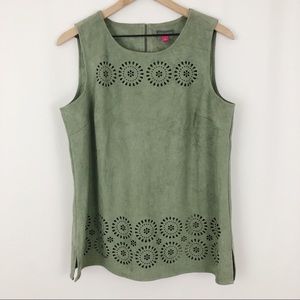 Vince Camuto Faux Suede Eyelet Tank |E18